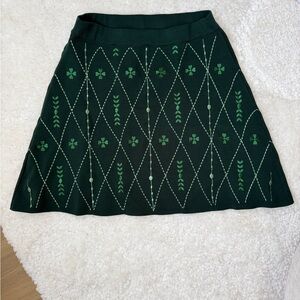 Elegant Green Patterned Women's Skirt
